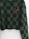 YANYAN KNITS Fall/Winter 2025: Wool plaid cropped sweater/mid-length skirt set YYK-YYW25-2021-GW (Sweater)